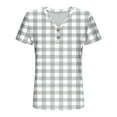 thumbnail image 7 of XUNKUSGA Plus Size Tops for Women Oversized T-shirts V-neck Plaid Shirt Trendy Striped Summer Tops with Button for Work Office,Business,Dating S-3XL, 7 of 7