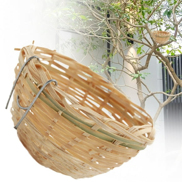 Clearance Sales! DomFun Small Bird Nest With Metal Hook Hand Woven Bird Birds Cages Accessory Cozy Birds Nest Hand Woven Bird Nest