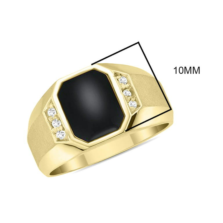 Buy 10K Yellow Gold Onyx and Diamond Men's Ring Online at