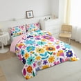 thumbnail image 3 of Manfei Boho bohemian Print Bedding Comforter Set,Cartoon Floral Twin Comforter Sets,Multicolor Flower Bedding Set,Breathable Bedroom Decorative Reversible,2-Piece, 3 of 8