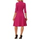 thumbnail image 3 of Vestido Vintage para Mujer INSPIRE CHIC de 3/4 de Manga con Cuello Alto, Vestido A-Line de Oficina 2XL Rosa Fucsia, 3 of 6