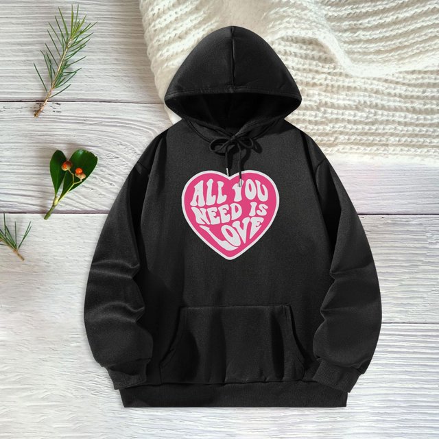 Sudaderas con capucha para mujer, ajuste holgado, estampado de dibujos animados, informal, con bolsillos, sudadera con cuello redondo para uso diario, , S S