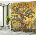thumbnail image 3 of Ambesonne Vintage Shower Curtain, Cartoon Scene Floral Tree, 69"Wx75"L, Ginger Teal Multicolor, 3 of 4
