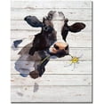 thumbnail image 3 of HFDF Country Farmhouse Cute Cow Canvas Wall Art Watercolor Animal Cow with Daisy Flower on Vtage Wood Canvas Wall Decor for Livg Room Bedroom Bathroom Home Decor Ready to Hang, 20x24inch Framed, 3 of 5