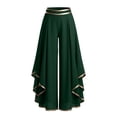 thumbnail image 4 of Levmjia Women's Chiffon Pants High Waisted Ruffled Hem Wide Leg Pants with Gold Trim Elastic Waist Flowy Casual Lounge Trousers for Evening Party, 4 of 5