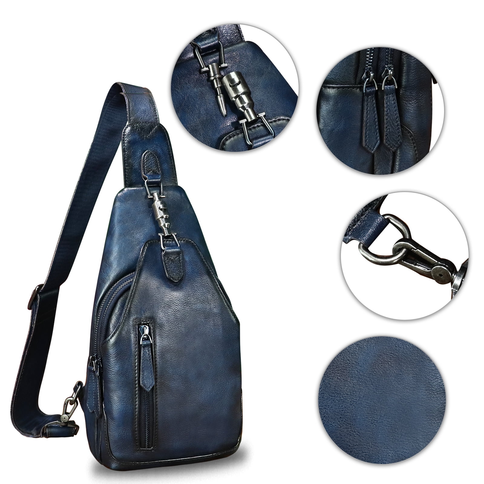Genuine Leather Sling Bag for Women Men Retro Sling Backpack Purse Crossbody Bag