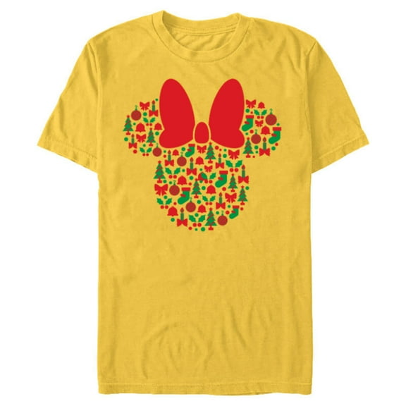 Disney Minnie Mouse Icon Red and Green Holiday - Short Sleeve Blended T-Shirt for Adults - Customized-Yellow