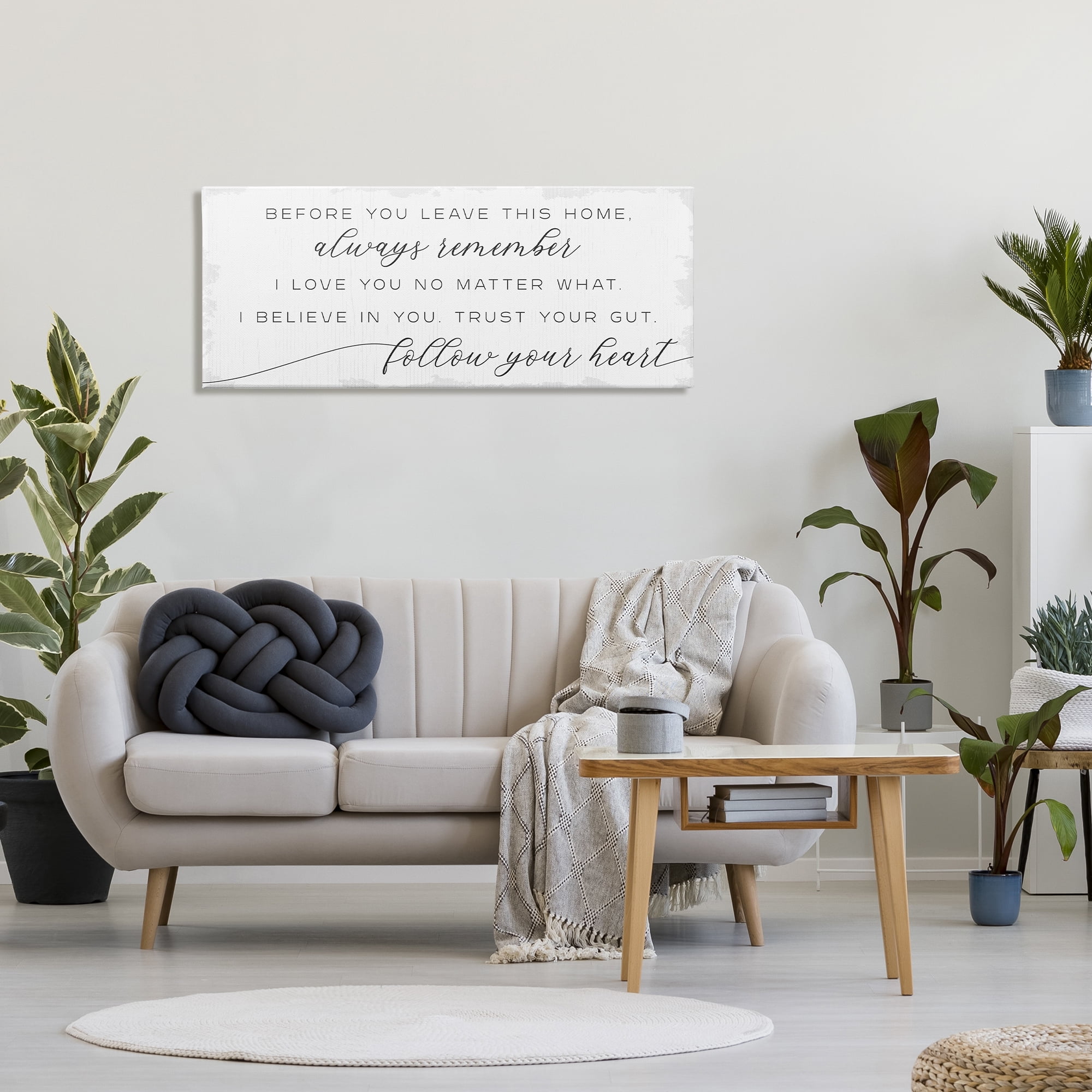Stupell Industries Trust Your Gut Follow Heart Motivational Family Phrase, 48 x 20, Design by Daphne Polselli