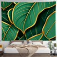 thumbnail image 4 of RKSupls Tapestry Wall Hanging Art, Green Tropical Leaves Gold Veins Pattern Tapestry Decoration for Daily Bedroom, Dorm, Living Room, Apartment Hallway Home Decor, 4 of 5
