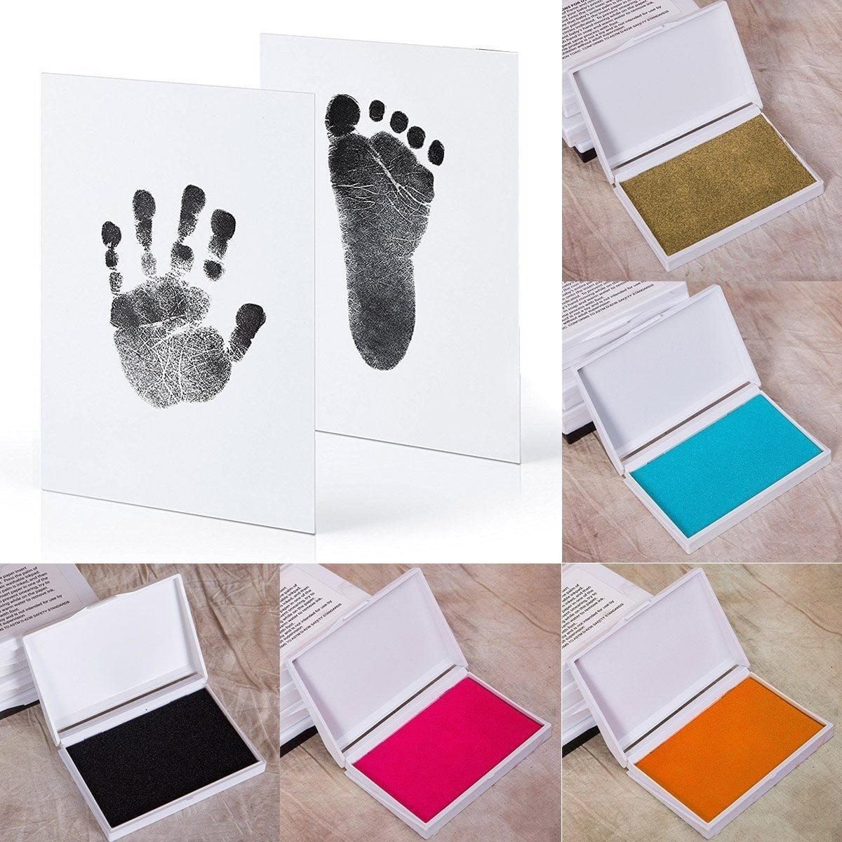 Blue Queenbox Hand & Foot Print and Footprint Ink Pads Safe Print Kit for Baby Souvenir Gift