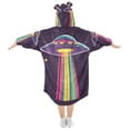 thumbnail image 2 of FORMRS Wearable Blanket Hoodie with Sleeves for Kids Cozy Flannel Sweatshirt, Colorful UFO, 2 of 7