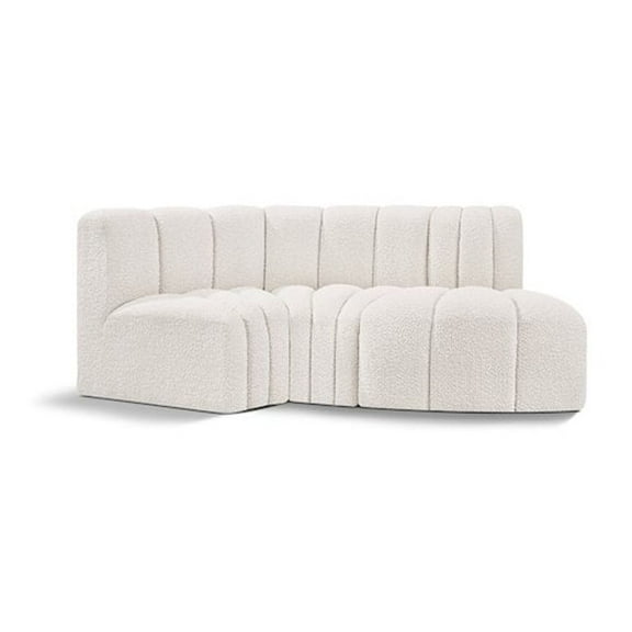 Meridian Furniture Arc Cream Boucle Fabric Modular Sectional