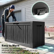 EASY UP 80 Gallon Resin Deck Box, Lockable Patio Outdoor Storage Box for Furniture, Garden Tools Storage, Waterproof Outside Storage Boxes.