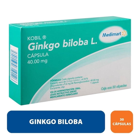 Ginkgo biloba Medimart Kobil 40.00 mg 30 cápsulas