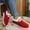 Red, variant on Women's Winter Fleece Lined Walking Shoes, Warm Lace Up Breathable Upper Non Slip Sole, Cozy Cotton Sneakers for Cold Weather Daily Wear