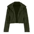 thumbnail image 6 of Puntoco Plus Size Coat Clearance Women Coat Fluffys Fleece Turn-down Collar Top Short Loose Coat Green 6(M), 6 of 8
