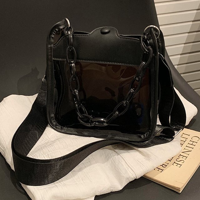 Bolsas De Hombro Bolso de mujer PVC transparente PU color sólido casual bandolera (negro) Tmvgtek Para Estrenar