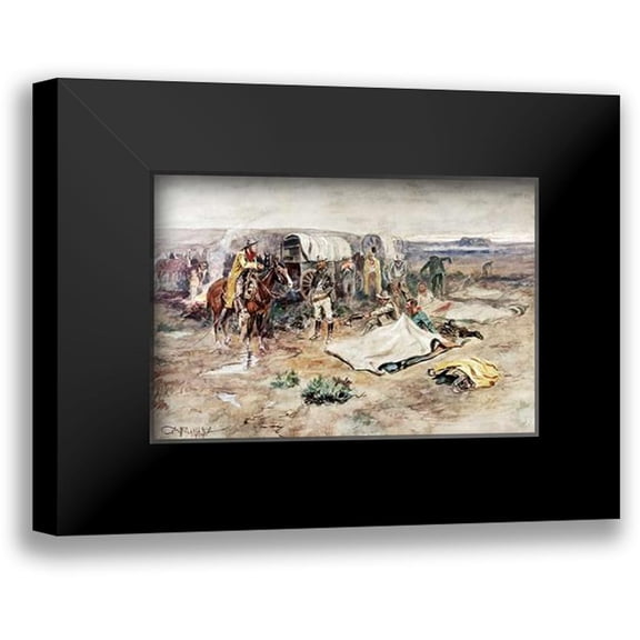 Russell, Charles 14x11 Black Modern Framed Museum Art Print Titled - Calling The Horses