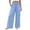 Blue, variant on Smocked High Waist Wide Leg Cotton Pants Double Layer Ruffle Elastic Waist Palazzo Pants,Boho Flowy Summer Vacation Pants Beige