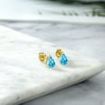 thumbnail image 4 of Gem Stone King 18K Rose Gold Plated Silver Swiss Blue Topaz Stud Earrings for Women Men (1.96 Cttw, Gemstone November Birthstone, Pear Shape 8X5MM), 4 of 4