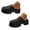 Black, variant on Women's Platform Mules Slip On Closed Toe Sandals Non Slip Thick Lug Sole Leather Clogs Comfortable Slides Slippers Black Size 9