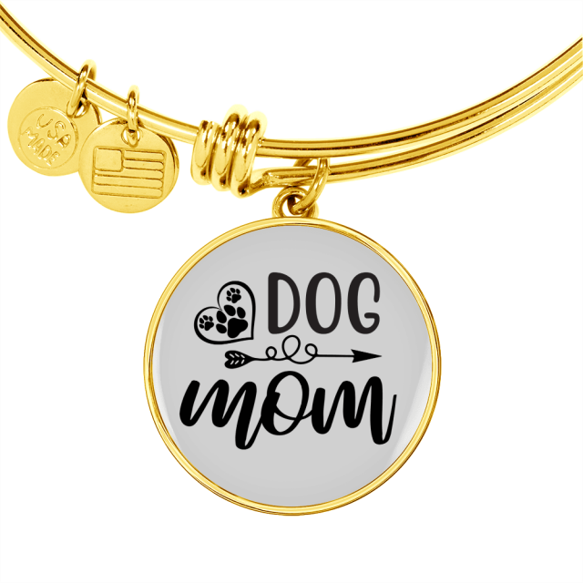 Dog Mom Plain Bracelet Stainless Steel or 18k Gold Circle Bangle