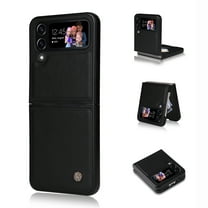 Elehold PU Leather Case for Samsung Galaxy Z Flip 3 6.7 inch Ultra Slim Luxury Leather and Soft TPU with Shockproof Lens Screen Protection Support Wireless Charging Phone Cover Folding Case,Black