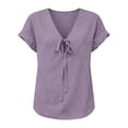 thumbnail image 5 of Short Sleeve V Neck Shirts for Women, Yigetop Womens Summer Tops Tie Front Tops V-Neck Short Sleeve Cute Tops Women T Shirts Clothes Trendy 2026 Womens V Neck T Shirts Purple S, 5 of 8