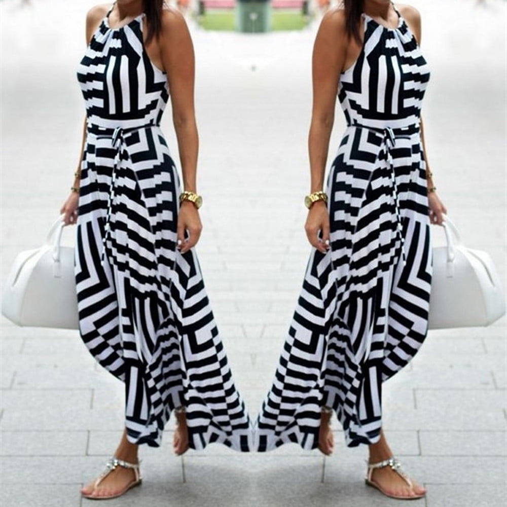 asdoklhq Womens Plus Size Clearance Dresses,Women Summer Boho Maxi Long Evening Party Beach Dress Sundress