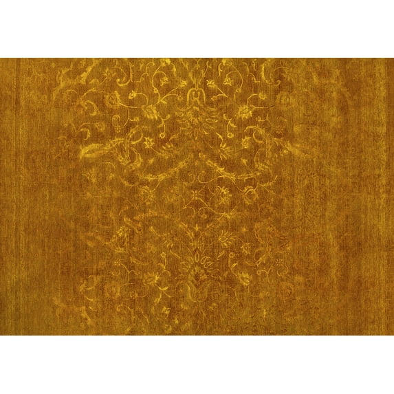 Ahgly Company Machine Washable Indoor Rectangle Oriental Yellow Industrial Area Rugs, 5' x 8'