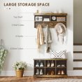 thumbnail image 4 of HOMCOM Coat Rack Shoe Bench Set with 8 Storage Cubbies, Rustic Brown, 4 of 10