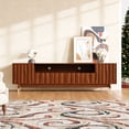 thumbnail image 4 of 78.7" Brown Walnut Finish TV Stand, Mid Century Modern Entertainment Center with 2 Cabinet and 2 Drawers, Media Console and Modern TV Console Table, For Living Room and Bedroom, 4 of 11