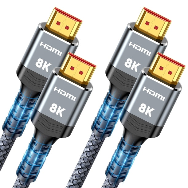 Cable HDMI Highwings 8K 2.1 1 m, paquete de 2 unidades, 48 Gbps, nailon trenzado