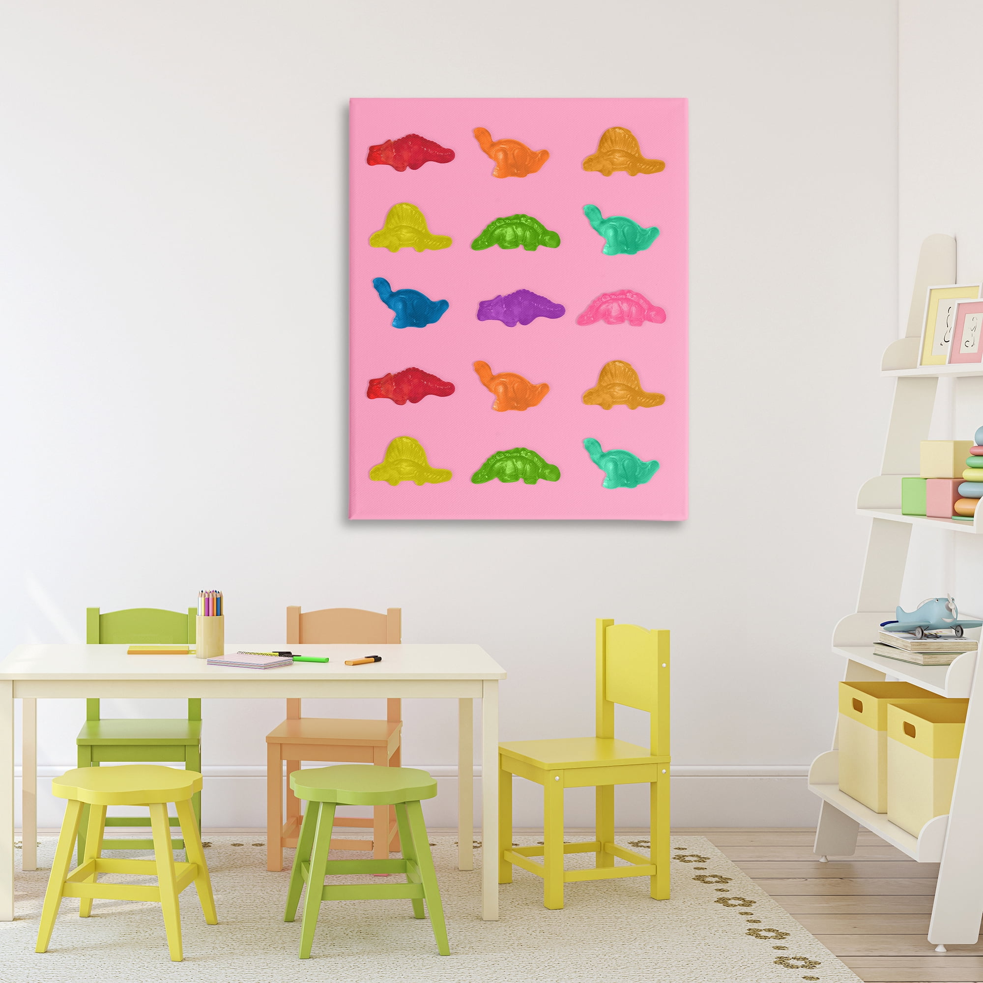 Stupell Industries Dinosaur Candies on Pink Canvas Wall Art, design by LISH Creative