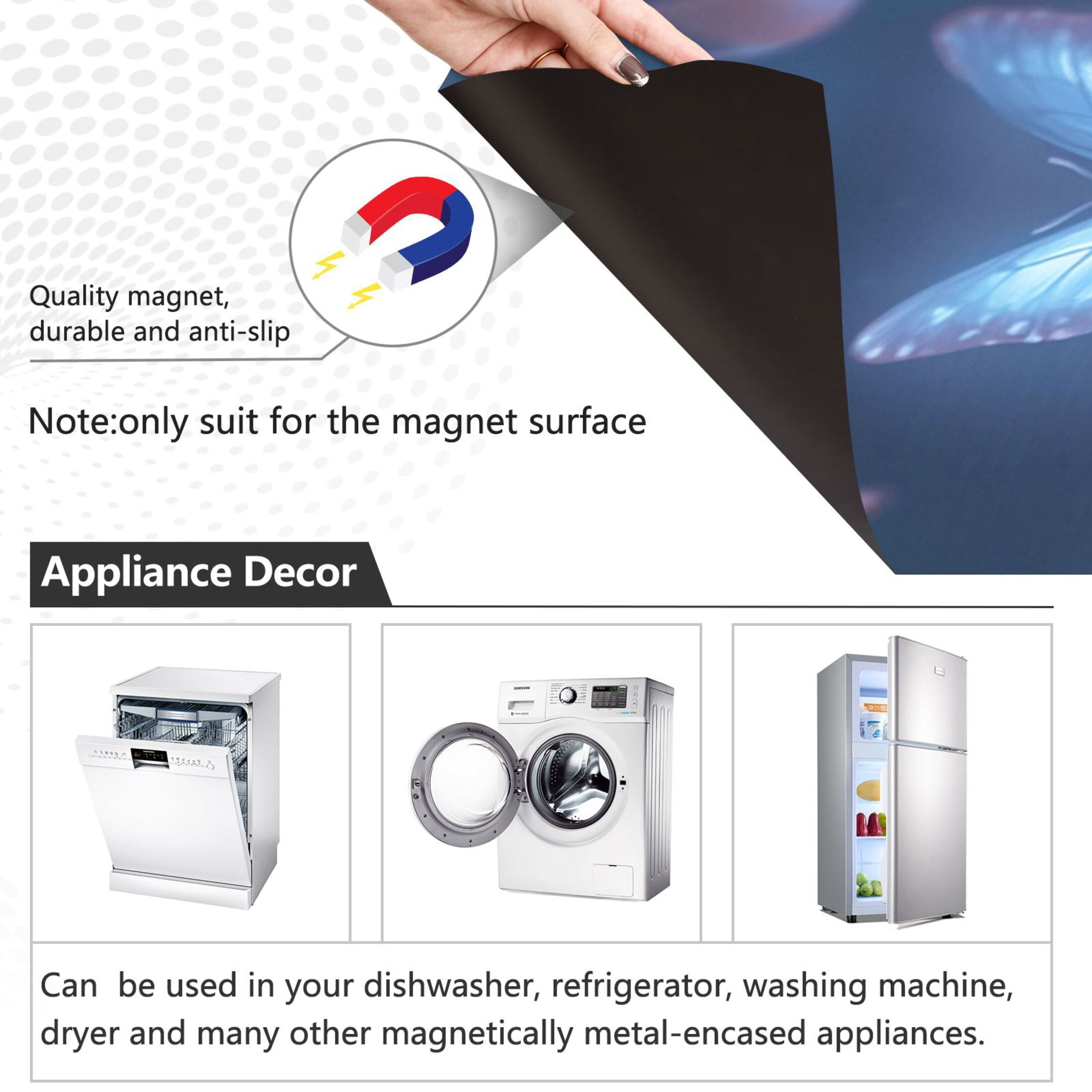 Dishwasher Magnetic Sticker 23x26 Inch Refrigerator Magnetic Sticker Washing Machine Magnetic Sticker Kitchen Panel Magnetic Sticker Home Decor Pretty Dog and Butterfly