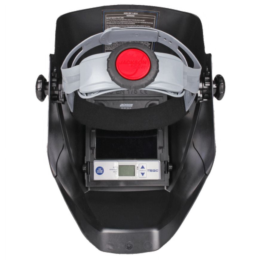 Jackson Safety Welding Helmet - Auto Darkening - Thermoplastic - 3.80" x 2.35" Viewing Area - Shade 4/9-13 NexGen&reg; Variable ADF 1/1/1/1 - 370 Speed Dial Headgear -Black -HSL 100 Drill Down Series