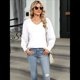 thumbnail image 5 of Camisas Casuales Holgadas de Larga para Mujer, Blusas Fruncidas con Cuello en V, Blusas de Moda. M, 5 of 10