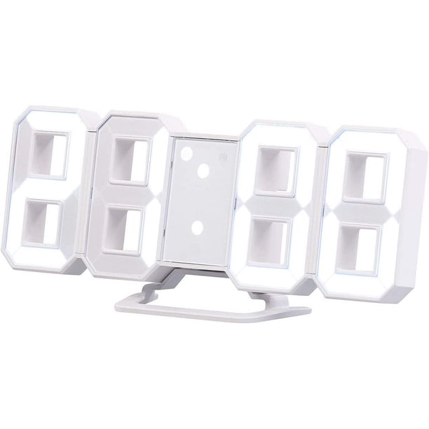 Reloj digital: Reloj de mesa y pared LED grande, dígitos de 7 segmentos, regulable, despertador, 21,5 cm (reloj digital para configurar)