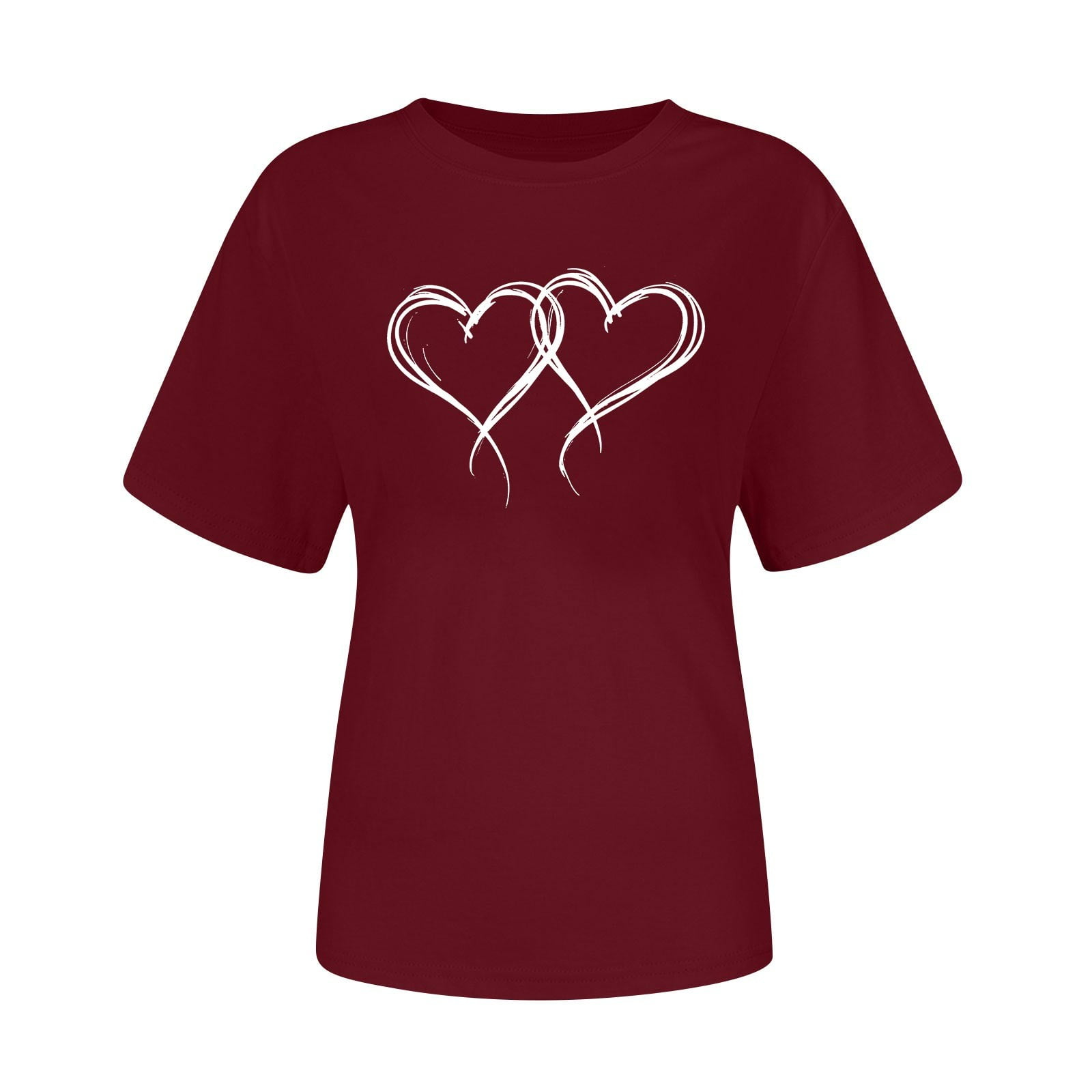 Zwiiyzr Womens Valentines Day Themed Print T-Shirt Short Sleeve