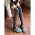 thumbnail image 3 of Deago Women Thigh High Socks Extra Long Over the Knee Socks Knit Warm Boot Stockings Leg Warmers (Gray), 3 of 8