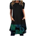 thumbnail image 2 of Robes pour Femmes 2024 Été Surdimensionné Décontracté Col Rond Imprimé Manches Courtes Robe avec Poche 50 % de Réduction!, 2 of 5