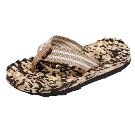

Jungdeepe Fashion Summer Men Flip Flops Flat Bottom Lightweight On Comfortable Camouflage Pattern Beach Slippers