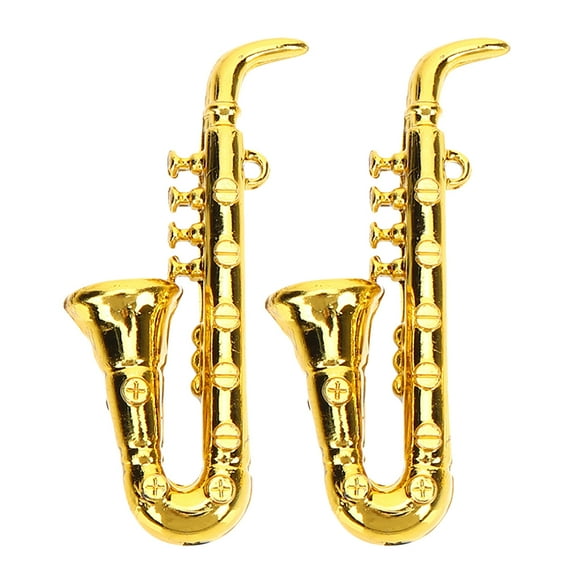 OUNONA Set of 2 Miniature Saxophone Musical Instrument Dolls for Dollhouse Decor, Model Display, and Photography Props