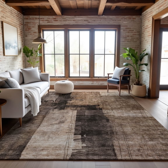 Addison Rugs Mayfield Premium Machine Washable Transitional Abstract Brown Rectangle Rug, 8' x 10'