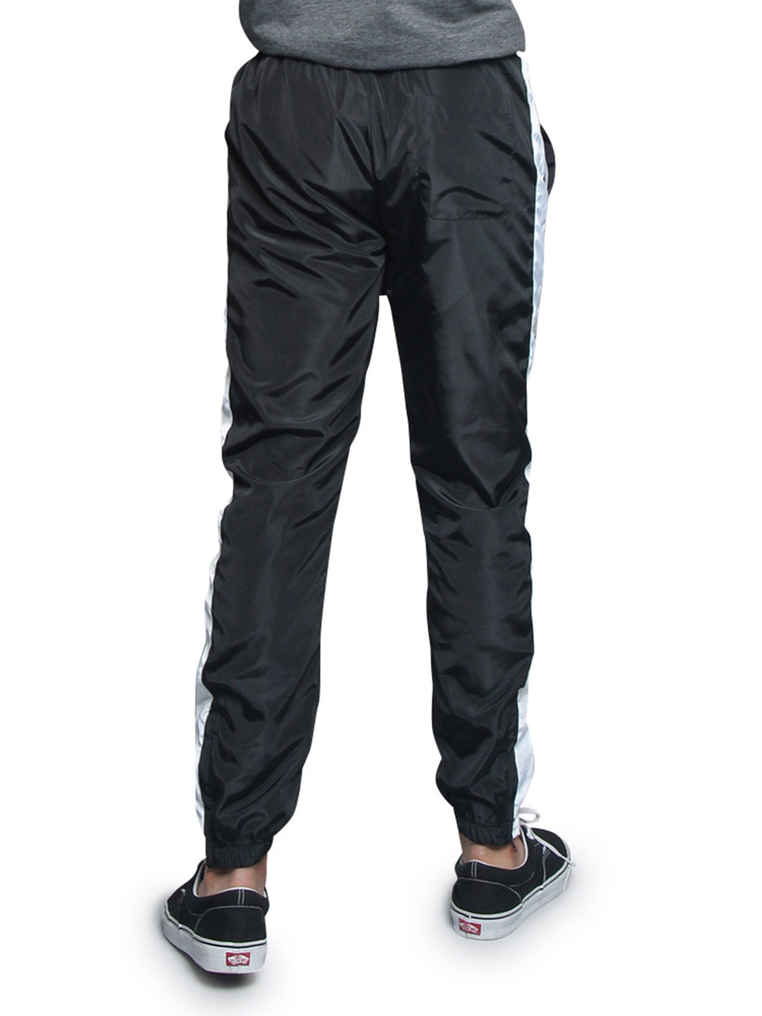 G-Style USA Men's Striped Athletic Jogging Windbreaker Track Pants TR573 -  Black - 3X-Large