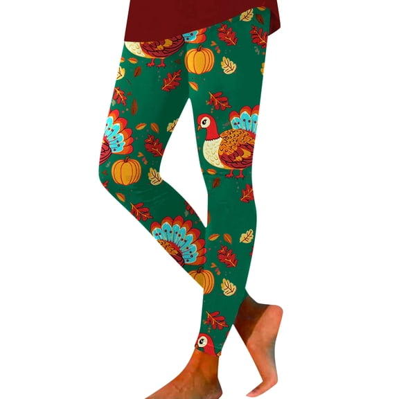 Thanksgiving Turkey Print Women's Leggings Comfortable Breathable Stretchy Workout Yoga Pants Soft High Waist Casual Athletic Wear