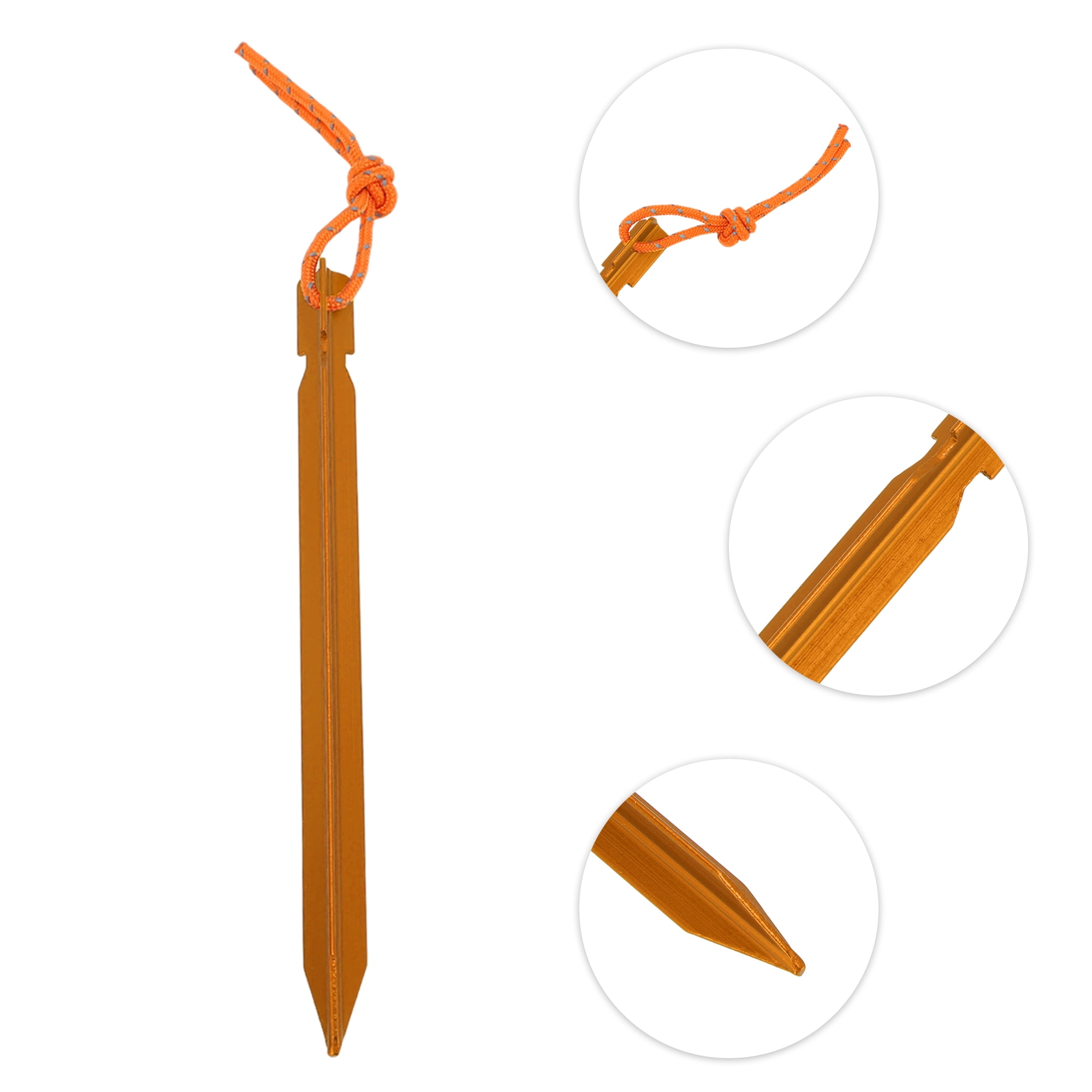 Unique Bargains 1 Set Reusable 10xNails 1xBag 1xPlastic Hammer 1xNail Puller Tent Pegs for Camping Yellow Aluminum Alloy Polyester Bag Plastic PP Steel