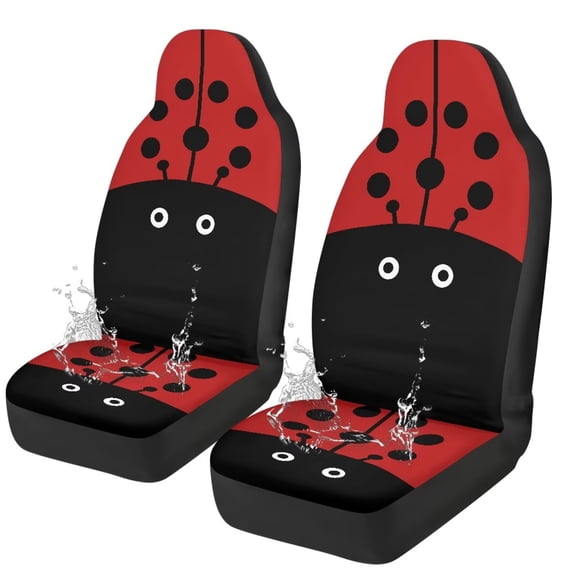 Uorisanigo Cute Ladybug Car Seat Covers for Women Waterproof Front Seat Covers Elastic Fabrics Anti-Slip Back Fabric Easy to Install Suitable for Cars, SUV and Trucks