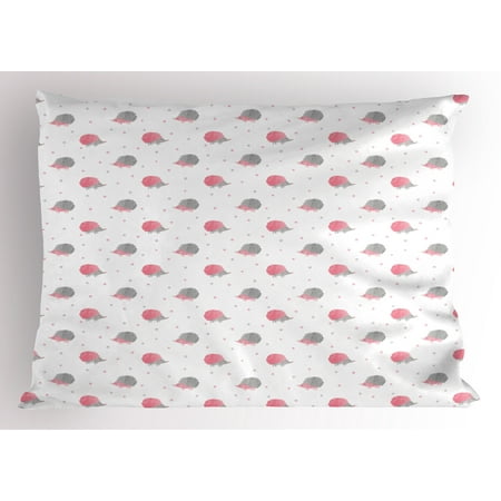Animal Pillow Sham Watercolor Hedgehog Figure with Fluffy Pink Spines on Dotted Background, Decorative Standard Size Printed Pillowcase, 26 X 20 Inches, Pale Pink and Pale Grey, by (Best Pillow For Spine)