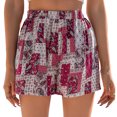 thumbnail image 1 of Pantalones cortos florales de pierna ancha, cintura elástica, pantalones cortos de verano de poliéster holgados para fiesta en la playa en casa, 1 of 5